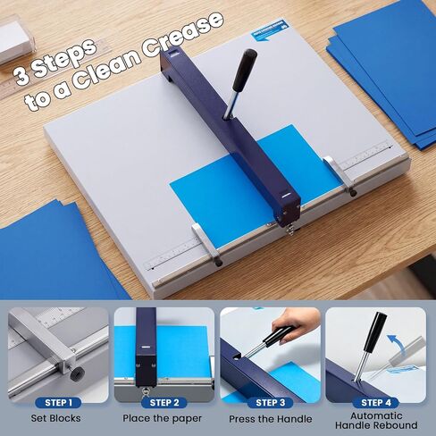 Mxmoonant Manual Creasing Machine Paper Folding Creaser with 2 Adjustable Block & Metric/Imperial Positioning Ruler for Paper Sheet Cardstock in Kuwait
