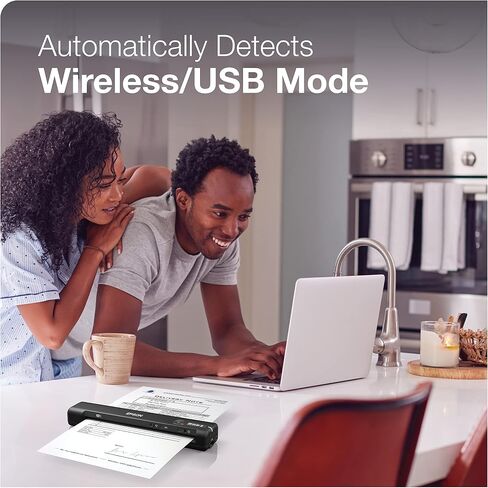 Epson Workforce ES-60W ماسح ضوئي لاسلكي محمول للمستندات مزود بتغذية بالورق لأجهزة الكمبيوتر الشخصية وأجهزة Mac مقاس 10.7 بوصة × 1.9 بوصة × 1.4 بوصة in Kuwait
