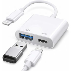 [Apple MFi Certified] Lightning to USB Camera Adapter with Charging Port, Portable USB3.0 Female OTG Cable for iPad to Connect Card Reader USB Flash Drive, Compatible for iPhone iPad in Kuwait