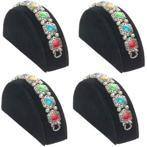 888 Display - 4 Piece Set White Faux Leather Half Moon Bracelet Showcase Display Stand 8 1/4" x 5" x 2 1/2"H (210 x 127 x 63mm) in Kuwait