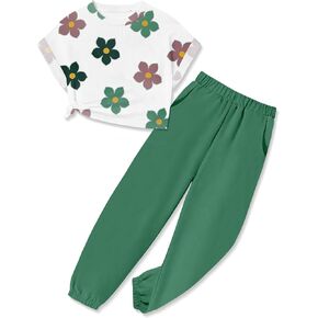 Girls 2 Piece Outfits Kids Clothes Cute Cool Girl Crop Tops + Camouflage Pants Summer Clothing Sets in Kuwait