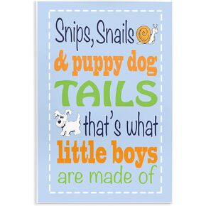 غرفة الأطفال من تصميم Stupell Snips and Snails and Puppy Dog Tails قافية الحضانة على لوحة حائط مستطيلة زرقاء in Kuwait