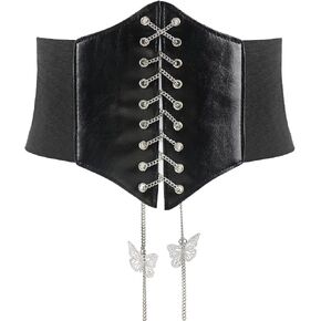 Glamorstar Corset Belt for Women Lace-up Leather Elastic Belts for Dresses Wide Tied Waspie Cincher Belts in Kuwait