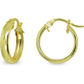 Sterling Silver High Polished 4mm Round Click-Top Hoop Earrings, Choose a Size in Kuwait