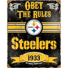 لافتة معدنية منقوشة من Party Animal NFL Pittsburgh Steelers، باللون الأسود in Kuwait