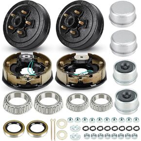 Trailer Axle Electric Brake Kit, Pair of 5-Hole, 4.5" Bolt Circle Brake Drum with 10" x 2 1/4" Self Adjusting Electric Brakes for 3500 lb Axles, Replacement 10"Brake Hub Drum Assembly in Kuwait