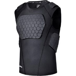 COOLOMG Youth Padded Compression Shirt for Football Basketball Lacrosse Baseball Rib Chest Protector Shoulder Heart Sternum Guard in Kuwait