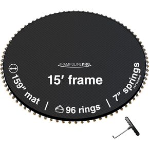 Trampoline Pro Trampoline Mat Replacement for 15ft Trampoline Frames with Spring Tool, Universal Jumping Mat for 15ft Round Trampoline Fits 96 Rings with 6.5" or 7" Spring Length in Kuwait