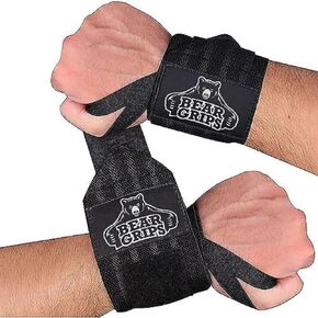 أغطية المعصم من Bear Grips لرفع الأثقال | أحزمة معصم لرفع الأثقال لرفع الأثقال | أغطية المعصم الرياضية ذات القوة الإضافية | اثنين من لفافات المعصم في كل عبوة | 12" و 18" | رفع أغطية المعصم للرجال والنساء in Kuwait
