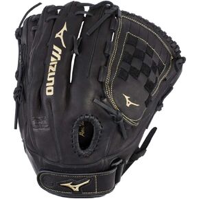 قفازات Mizuno GMVP1300PF3 MVP Prime Fastpitch Softball، مقاس 13 بوصة، غطاء لليد اليمنى، شبكة تارتان سوداء in Kuwait