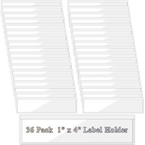 Antner 36 Pack Self-Adhesive Index Card Pockets for 1" x 4" Card, Clear Plastic Labels Holders Top Open for Loading Card Holder for Organizing, Storage Bins, Library, Shelves, Locker (1.2 x 4.3 Inch) in Kuwait