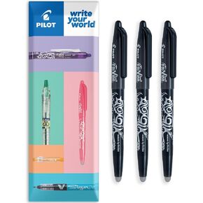 Pilot Frixion Heat/Friction Erasable Rollerball Pen FR7 - Medium Line 0.7mm Tip Nib - Wallet Pack of 3 (Black) in Kuwait