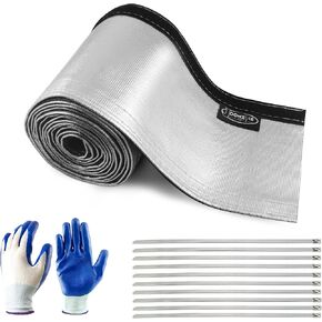 Heat Shroud Sleeve Aluminized Silver Sleeving 1/2" I.D.X10FT for Ultimate Heat Protection Hose with Hook and Loop Closure with 10PCS 7.8inch Stainless Steel Cable Metal Zip Ties in Kuwait