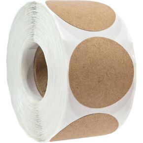 1" Brown Kraft Round Labels / 1000 Round Stickers Roll with Dispenser Box/Crafting Canning Organization Circle Label/Permanent Adhesive in Kuwait