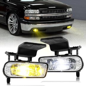 مصابيح الضباب LED البديلة لمصابيح الضباب مصابيح القيادة المتوافقة مع Chevy Silverado 1999-2002، Suburban 2000-2006، Tahoe 2000-2006 DOT المعتمدة عدسة شفافة - أسود in Kuwait