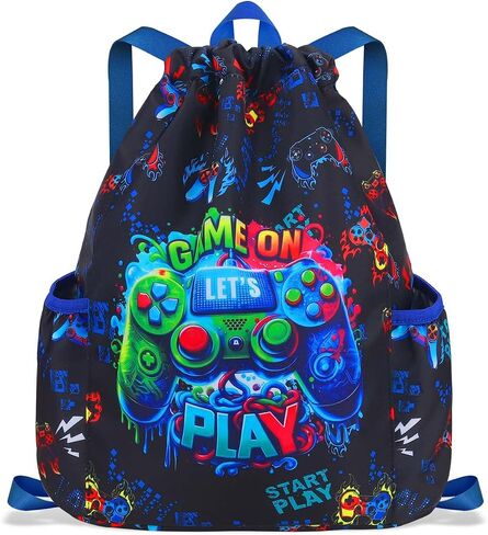 RHCPFOVR Drawstring Backpack for Kids - Car Bags for Girls Gym Dance Beach Swim Travel Bag With Two Water Bottle Holder in Kuwait