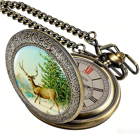 Classic Copper Design Hand Winding Mechanical Roman Number Steampunk Pocket Watch Mens Watches with Chain&Box in Kuwait