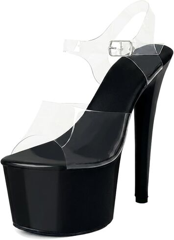 Women's Clear Strap Stiletto High Heels for Women Platform Clear Slides Dancer Causual Variable Occasions Sandals in Kuwait