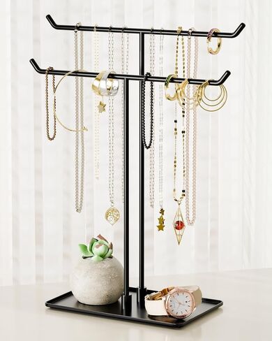 Necklace Stand Aesthetic Necklace Holder: Black Metal Necklace Organizer for Home Decor in Kuwait