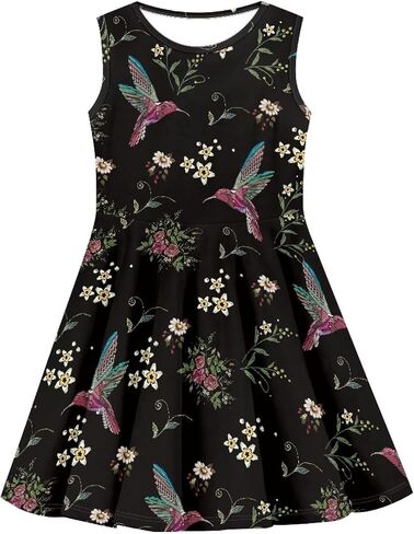 Girls Cute Dress Sleeveless Swing Skater A-Line Dress Casual Party Summer Outfits Funny Print in Kuwait