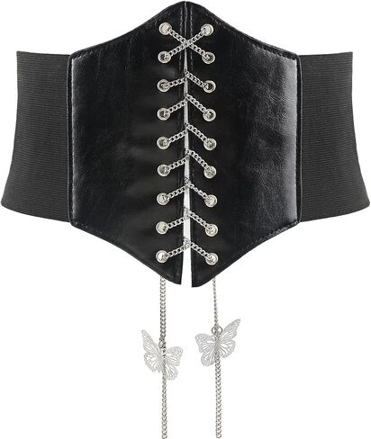 Glamorstar Corset Belt for Women Lace-up Leather Elastic Belts for Dresses Wide Tied Waspie Cincher Belts in Kuwait