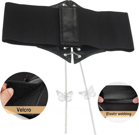Glamorstar Corset Belt for Women Lace-up Leather Elastic Belts for Dresses Wide Tied Waspie Cincher Belts in Kuwait