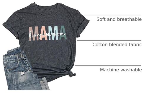 Mama Shirts for Women Boy Mom T-Shirt Funny Letter Print Short Sleeve Mama Tee Tops Mother Gifts T-Shirt in Kuwait