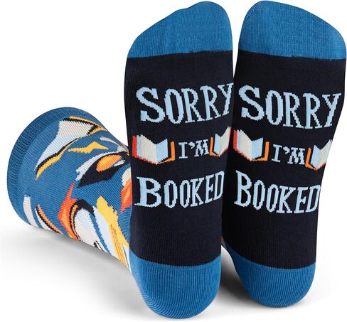 Lavley - Nerd Socks - Funny Gifts for Book Lovers, Music Lovers, Men and Women (US, Alpha, One Size, Regular, Regular, Sorry I'm Booked) in Kuwait