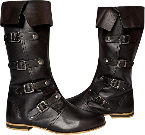 Caribbean Pirate Costume Boots | Renaissance Medieval Leather Boots | Inspired Loafer Boots for Adults in Kuwait
