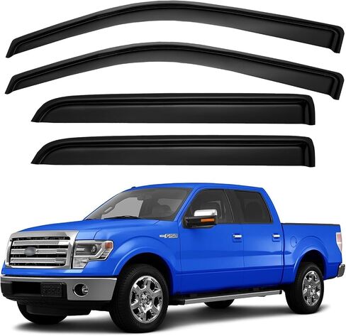 واقيات المطر للنافذة لـ 2009-2014 Ford F150 SuperCrew Cab، 2010-2014 F-150 SVT Raptor نافذة منحرف الرياح وأقنعة التهوية والظلال in Kuwait