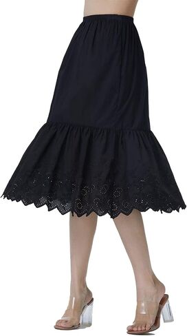 BEAUTELICATE Half Slip Skirt Extender 100% Cotton Vintage Underskirt with Lace Embroidery in Kuwait