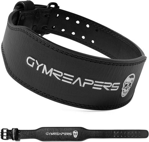 حزام رفع الأثقال من الجلد من Gymreapers لكمال الأجسام والقرفصاء ودعم أسفل الظهر وآلام الظهر - جلد حقيقي، مقاس إبزيم قابل للتعديل - للرجال والنساء in Kuwait