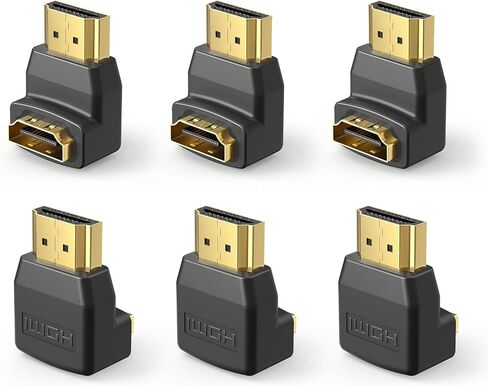 محول VCE HDMI 90 و270 درجة 6 حزم، محول HDMI بزاوية قائمة ذكر إلى أنثى موصل على شكل حرف L مع 4K@60 هرتز، ثلاثي الأبعاد لعصا التلفاز، HDTV، الكمبيوتر الشخصي in Kuwait