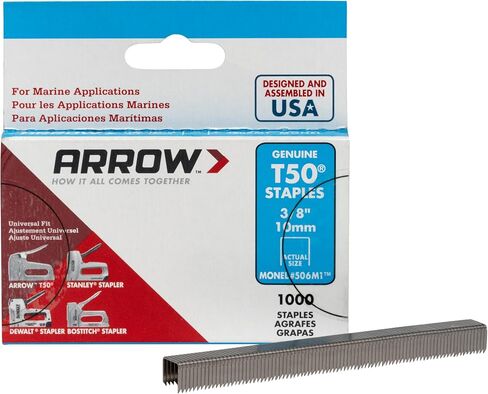 مثبت السهم 506M1 عالي التحمل T50 Monel Staples للتطبيقات البحرية، طول الساق 3/8 بوصة، حجم التاج 3/8 بوصة، 1000 حزمة in Kuwait