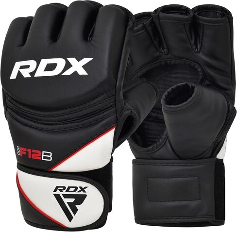 قفازات RDX MMA للسجال، جلد مايا إخفاء، قفازات ملاكمة للرجال والنساء Muay Thai للتدريب على الفنون القتالية، قفازات نصف إصبع قابلة للتعديل لدعم المعصم قفص الكيك بوكسينغ وحقيبة اللكم والتمرين in Kuwait