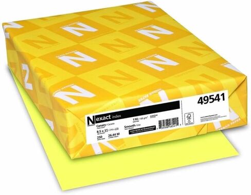 ورق بطاقات مؤشر دقيق من Neenah، وزن مؤشر 110 رطل، 8.5 × 11، كناري، 250/عبوة in Kuwait