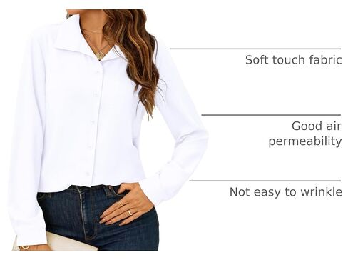 JMITHA Women's Button Down Shirt Dressy Casual Long Sleeve Tops Work Office Wrinkle-Free Blouse… in Kuwait