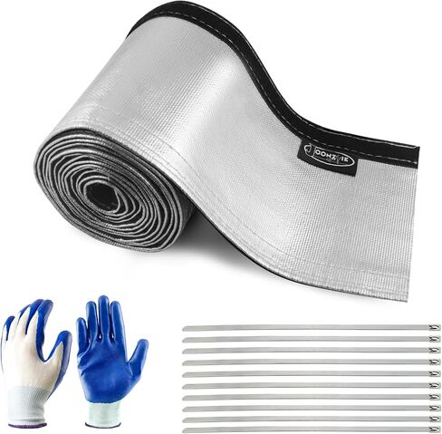 Heat Shroud Sleeve Aluminized Silver Sleeving 1/2" I.D.X10FT for Ultimate Heat Protection Hose with Hook and Loop Closure with 10PCS 7.8inch Stainless Steel Cable Metal Zip Ties in Kuwait