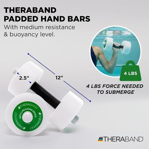 دمبل/قضبان اليد للتمرين المائي من Thera-Band - زوج واحد - متوسط ​​- حجم القرص 12 بوصة × 2.5 بوصة in Kuwait