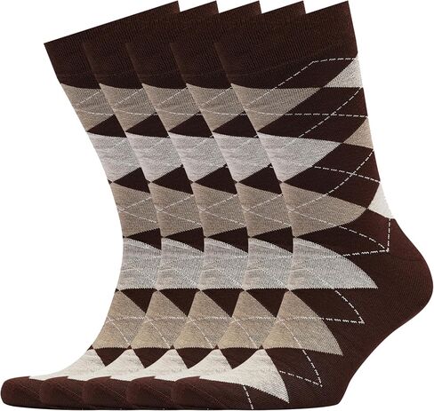 VRD SOCKS Mens Dress Socks, Bamboo Socks for Men, 5-Pack - Shoe Size 8-13, Chocolate Dark Brown - Argyle in Kuwait