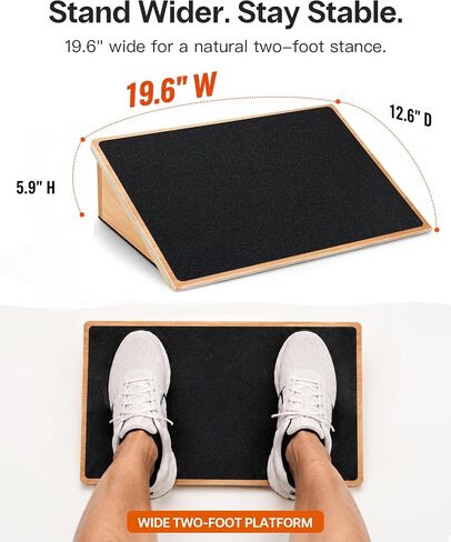 StrongTek Slant Board for Knees Over Toes, Training Incline Board for Squats, 1000 Lbs Weight Capacity, Wooden Incline Boards with Non-Slip Surface for Calf Stretch, Weightlifting, Fitness in Kuwait