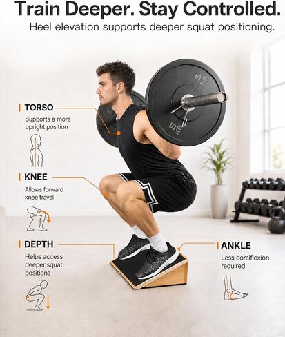 StrongTek Slant Board for Knees Over Toes, Training Incline Board for Squats, 1000 Lbs Weight Capacity, Wooden Incline Boards with Non-Slip Surface for Calf Stretch, Weightlifting, Fitness in Kuwait