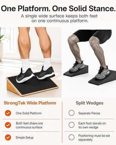 StrongTek Slant Board for Knees Over Toes, Training Incline Board for Squats, 1000 Lbs Weight Capacity, Wooden Incline Boards with Non-Slip Surface for Calf Stretch, Weightlifting, Fitness in Kuwait