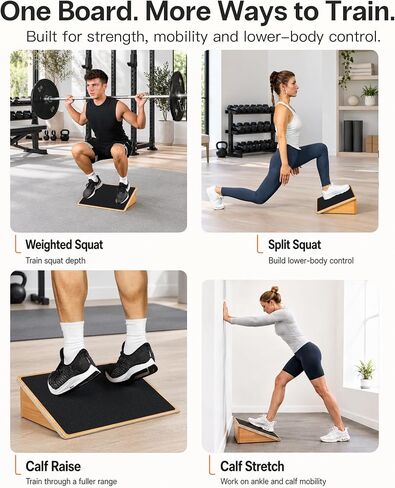 StrongTek Slant Board for Knees Over Toes, Training Incline Board for Squats, 1000 Lbs Weight Capacity, Wooden Incline Boards with Non-Slip Surface for Calf Stretch, Weightlifting, Fitness in Kuwait