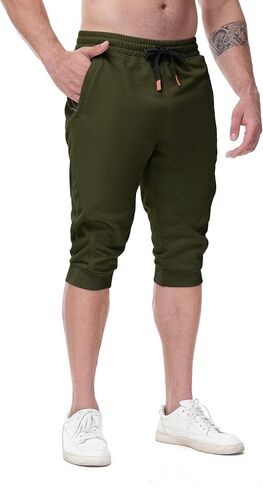 FIRSTGYM Mens Casual Jogger Pants 3/4 Joggers Tapered Fit Workout Gym Training Sweatpants in Kuwait