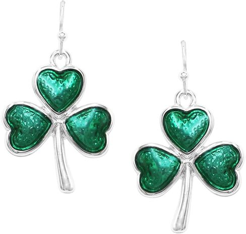 أقراط متدلية من المينا للسيدات من Rosemarie & Jubalee Lucky 4 Leaf Clover Shamrock St Patrick's Day، 1.25 بوصة in Kuwait