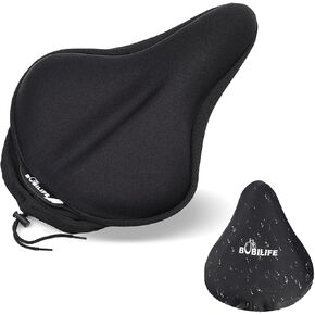 Thick & Wide Gel Bike Seat Cushion Cover Pad with Rainproof Cover - Comfortable Silicone Gel Memory Foam Bicycle Saddle Seat Cushion Cover Pad with UV Protection Waterproof Cover in Kuwait