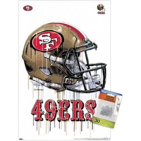 ملصق حائط من Trends International NFL San Francisco 49ers - خوذة بالتنقيط 20، مقاس 22.37 بوصة × 34.00 بوصة، وحزمة ملصق ودبابيس دفع in Kuwait