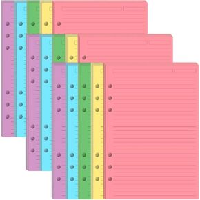 (3-Pack) Mini Binder 5 Colorful Line Paper for 3 or 7 Ring Binders - 300 Sheets/600 Pages Loose Leaf Paper Line Refills, Per Color 60 Sheets, Desk Size 4, 5.8" x 8.5" in Kuwait