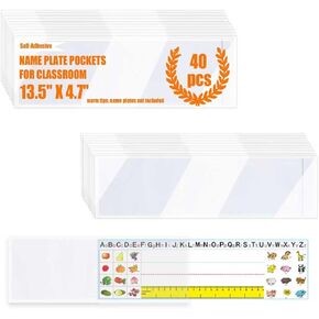 40 PCS Nameplate Pocket Adhesive Desk Nameplates Name Tag Pocket 13.5 x 4.7 Inch in Kuwait